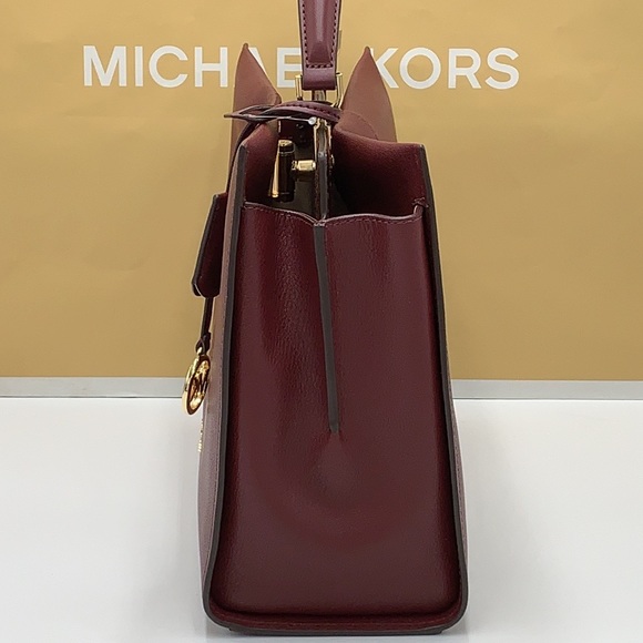 Michael Kors Penelope Large Top Handle Satchel Merlot Multi Color Leather - Picture 5 of 16